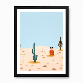 Desert Scene, Tiny People And Illustration 3 Art Print