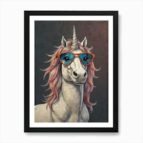 Unicorn With Sunglasses Art Print