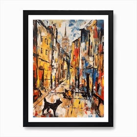Painting Of A Buenos Aires With A Cat In The Style Of Abstract Expressionism, Pollock Style 4 Art Print