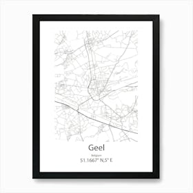 Geel,Belgium Minimalist Map Art Print