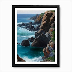 Coastal Cliffs And Rocky Shores Waterscape Crayon 2 Art Print