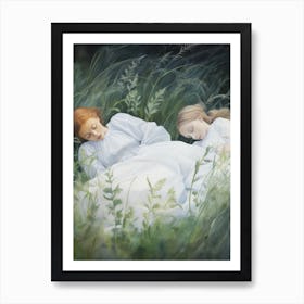 Sleeping Sisters Painting Art Print