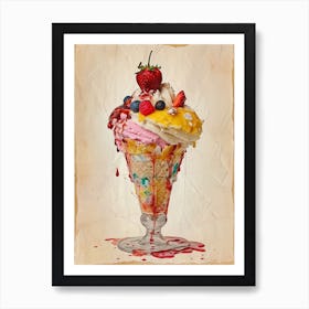 Retro Kitsch Ice Cream Sundae 3 Art Print