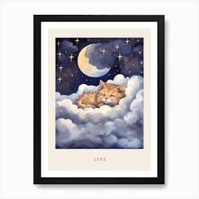 Baby Lynx 3 Sleeping In The Clouds Nursery Poster Art Print