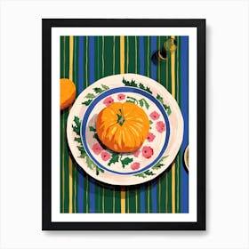 A Plate Of Pumpkins, Autumn Food Illustration Top View 47 Art Print