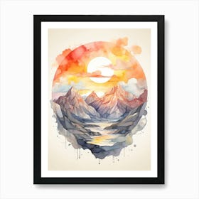 Mountain Sunrise Landscape Art Print