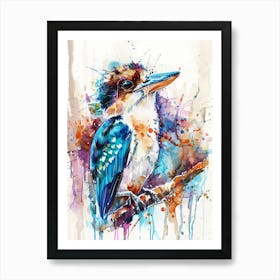 Kookaburra Colourful Watercolour 1 Art Print