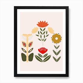 Folkie Colorful Flowers Art Print