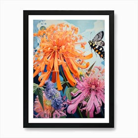 Surreal Florals Bee Balm 2 Flower Painting Art Print