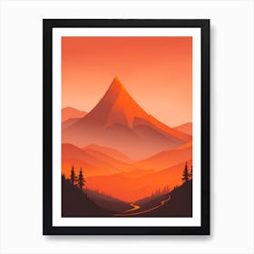 Misty Mountains Vertical Composition In Orange Tone 372 Art Print