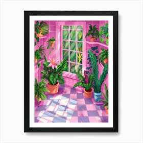 Pink Room With Plants 1 Art Print