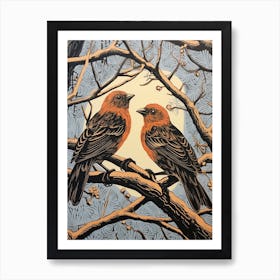 Art Nouveau Birds Poster Finch 4 Art Print