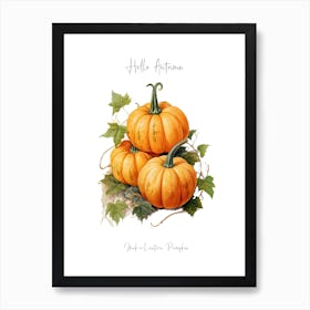 Hello Autumn Jack O  Lantern Pumpkin Watercolour Illustration 4 Art Print