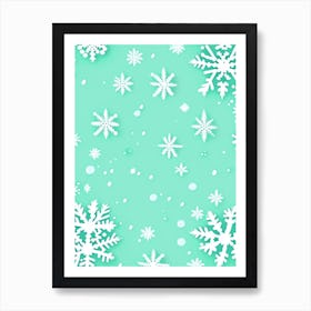 Snowflakes Falling By A Lake, Snowflakes, Kids Illustration 3 Art Print