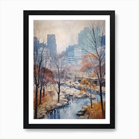 Winter City Park Painting Cheonggyecheon Park Seoul 4 Art Print