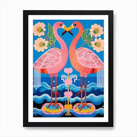 Maximalist Animal Painting Flamingo 1 Art Print