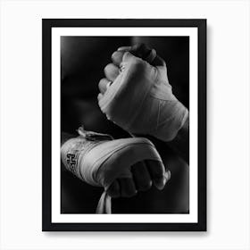 Black And White Photo Of Boxing Gloves Art Print