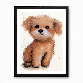 A Puppy Watercolour Childrens Drawing 1watercolour Art Print