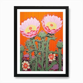 Mexican Style Cactus Illustration Echinocereus Cactus 3 Art Print