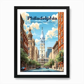 Philadelphia Pennsylvania United States Streetview Modern Travel Illustration Art Print