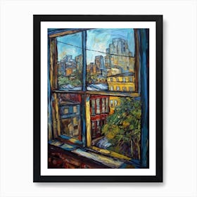 Window View Of Toronto Canada In The Style Of Expressionism 1 Art Print