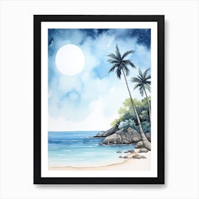 Watercolour Of Anse Lazio   Praslin Island Seychelles3 Art Print