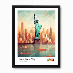 New York City, Usa, Geometric Illustration 3 Poster Art Print