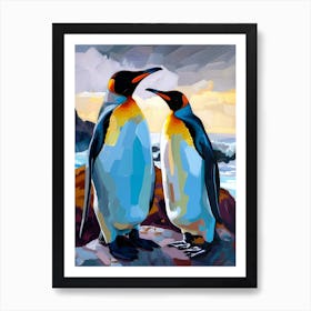 King Penguin Paradise Harbor Colour Block Painting 4 Art Print