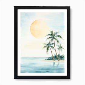 Watercolour Of Matira Beach   Bora Bora French Polynesia 1 Art Print