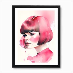 Pink Haired Girl Art Print