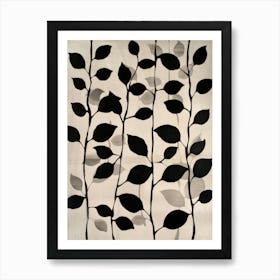 'Black And White Leaves' 1 Art Print