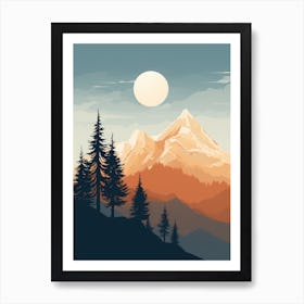 Landscape With Mountains And Trees Art Print