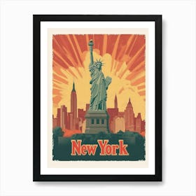 Aihrgdesign A Retro Travel Poster For New York Featuring The 6 Art Print