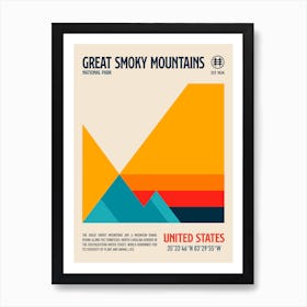 Great Smoky Mountains National Park Retro Travel Print Art Print