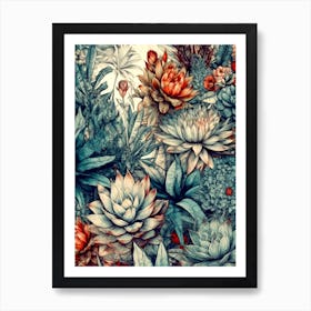 Succulents And Flowers  nature flora Art Print
