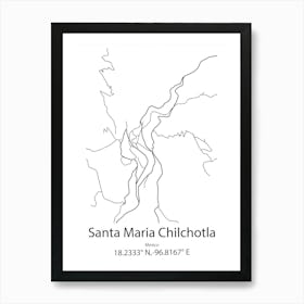 Santa Maria Atzompa,Mexico Minimalist Map Art Print