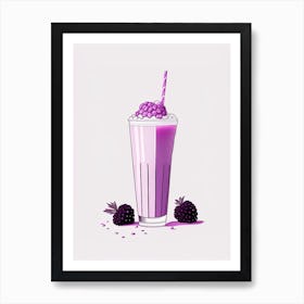 Blackberry Milkshake Dairy Food Minimal Line Drawing 2 Art Print