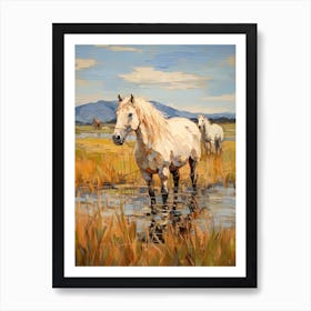 Horses Painting In Lake District, New Zealand 3 Art Print