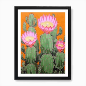 Mexican Style Cactus Illustration Gymnocalycium Cactus 1 Art Print