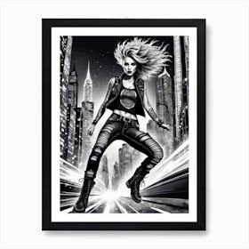 Sexy Girl In Black And White Art Print