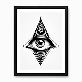 Third Eye Symbolism, Symbol, Third Eye Simple Black & White Illustration 1 Art Print