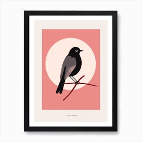 Minimalist Blackbird 4 Bird Poster Art Print