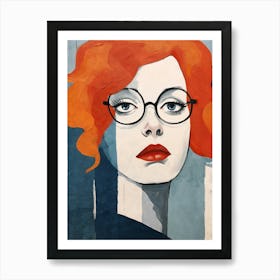 Red Haired Woman with Glasses Art Print