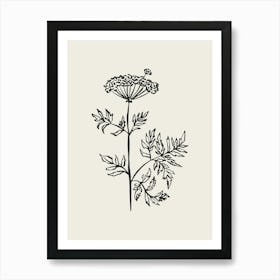 Black Fine Line Flower Poster Poster