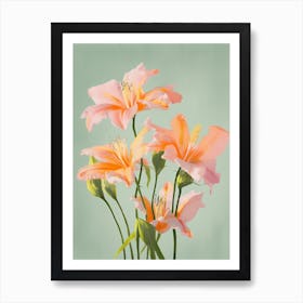 Lilies Flowers Acrylic Painting In Pastel Colours 9 Art Print