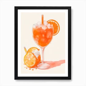 Aperol With Ice And Orange Watercolor Vertical Composition 32 Art Print