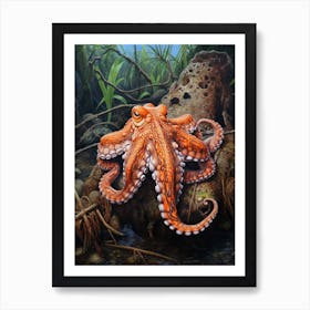 Coconut Octopus Illustration 10 Art Print