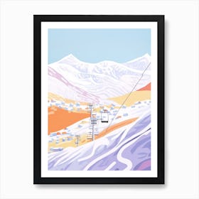 Val Thorens   France, Ski Resort Pastel Colours Illustration 0 Art Print