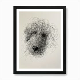 Dog Doodle Line Sketch Art Print