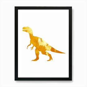 Mustard Dinosaur Silhouette 5 Art Print